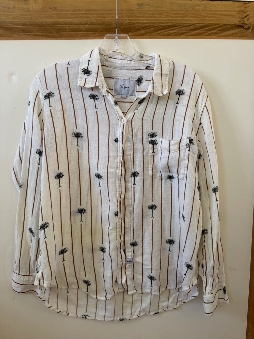 Rails Cream Palm-Print Button-Up Shirt